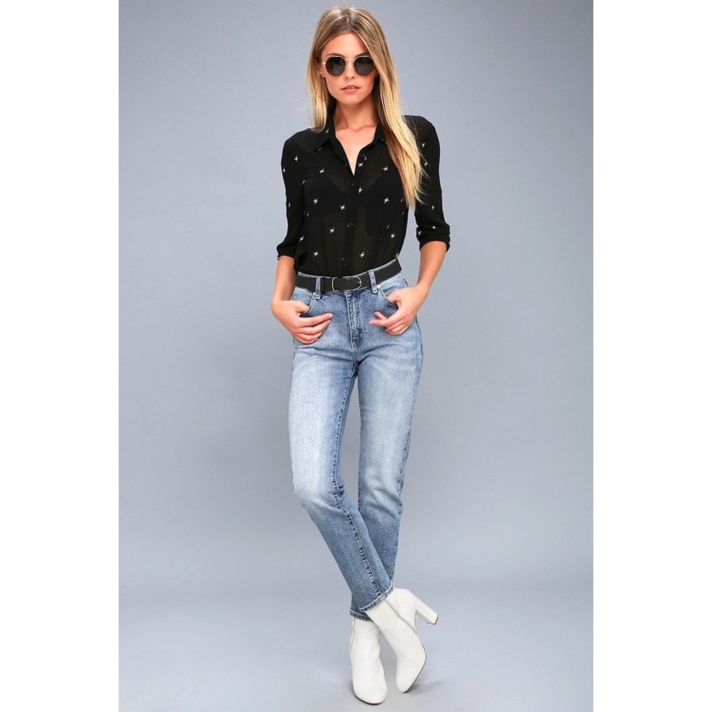 Asher Embroidered Black Long Sleeve Top - Picture 2 of 4